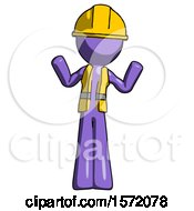 Poster, Art Print Of Purple Construction Worker Contractor Man Shrugging Confused