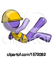 Poster, Art Print Of Purple Construction Worker Contractor Man Falling Backwards