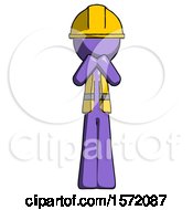 Poster, Art Print Of Purple Construction Worker Contractor Man Laugh Giggle Or Gasp Pose
