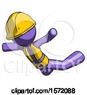 Poster, Art Print Of Purple Construction Worker Contractor Man Skydiving Or Falling To Death