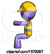 Poster, Art Print Of Purple Construction Worker Contractor Man Sitting Or Driving Position