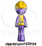 Poster, Art Print Of Purple Construction Worker Contractor Man Walking Away Back View