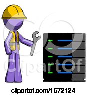 Poster, Art Print Of Purple Construction Worker Contractor Man Server Administrator Doing Repairs
