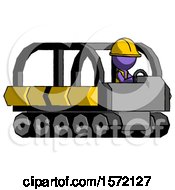 Poster, Art Print Of Purple Construction Worker Contractor Man Driving Amphibious Tracked Vehicle Side Angle View