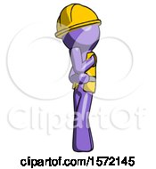 Poster, Art Print Of Purple Construction Worker Contractor Man Thinking Wondering Or Pondering