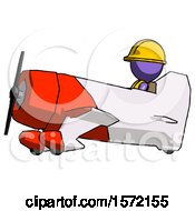Poster, Art Print Of Purple Construction Worker Contractor Man In Geebee Stunt Aircraft Side View