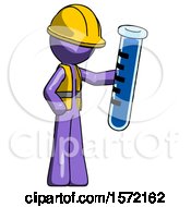 Poster, Art Print Of Purple Construction Worker Contractor Man Holding Large Test Tube