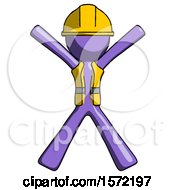 Poster, Art Print Of Purple Construction Worker Contractor Man Jumping Or Flailing