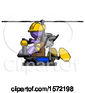 Purple Construction Worker Contractor Man Flying In Gyrocopter Front Side Angle View
