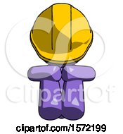 Poster, Art Print Of Purple Construction Worker Contractor Man Sitting With Head Down Facing Forward