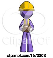 Poster, Art Print Of Purple Construction Worker Contractor Man Giving Football To You