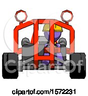 Poster, Art Print Of Purple Construction Worker Contractor Man Riding Sports Buggy Front View