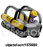 Poster, Art Print Of Purple Construction Worker Contractor Man Driving Amphibious Tracked Vehicle Top Angle View
