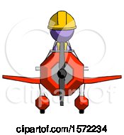 Poster, Art Print Of Purple Construction Worker Contractor Man In Geebee Stunt Plane Front View