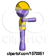 Poster, Art Print Of Purple Construction Worker Contractor Man Pointing Right