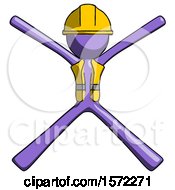 Purple Construction Worker Contractor Man With Arms And Legs Stretched Out
