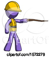 Poster, Art Print Of Purple Construction Worker Contractor Man Pointing With Hiking Stick