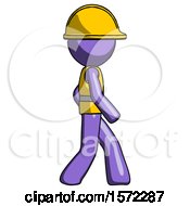 Purple Construction Worker Contractor Man Walking Right Side View