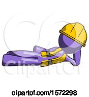 Poster, Art Print Of Purple Construction Worker Contractor Man Reclined On Side