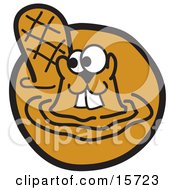 Happy Beaver With Buck Teeth Swimming In Muddy Water Clipart Illustration by Andy Nortnik