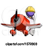 Poster, Art Print Of Purple Construction Worker Contractor Man Flying In Geebee Stunt Plane Viewed From Below