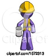 Poster, Art Print Of Purple Construction Worker Contractor Man Begger Holding Can Begging Or Asking For Charity