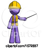 Poster, Art Print Of Purple Construction Worker Contractor Man Teacher Or Conductor With Stick Or Baton Directing