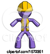 Poster, Art Print Of Purple Construction Worker Contractor Male Sumo Wrestling Power Pose