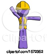 Poster, Art Print Of Purple Construction Worker Contractor Man Directing Traffic Right