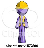 Poster, Art Print Of Purple Construction Worker Contractor Man Walking Front View