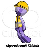 Poster, Art Print Of Purple Construction Worker Contractor Man Floating Through Air Left