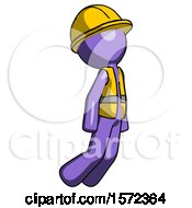 Poster, Art Print Of Purple Construction Worker Contractor Man Floating Through Air Right