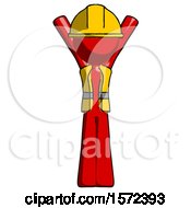 Poster, Art Print Of Red Construction Worker Contractor Man Hands Up