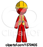 Poster, Art Print Of Red Construction Worker Contractor Man Standing Facing Forward