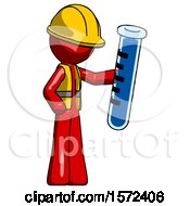 Poster, Art Print Of Red Construction Worker Contractor Man Holding Large Test Tube