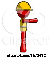 Poster, Art Print Of Red Construction Worker Contractor Man Pointing Right