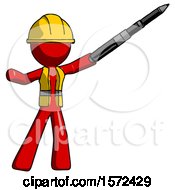 Poster, Art Print Of Red Construction Worker Contractor Man Demonstrating That Indeed The Pen Is Mightier