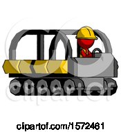Poster, Art Print Of Red Construction Worker Contractor Man Driving Amphibious Tracked Vehicle Side Angle View