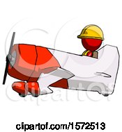 Poster, Art Print Of Red Construction Worker Contractor Man In Geebee Stunt Aircraft Side View