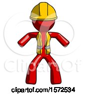 Poster, Art Print Of Red Construction Worker Contractor Male Sumo Wrestling Power Pose