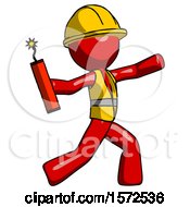 Poster, Art Print Of Red Construction Worker Contractor Man Throwing Dynamite