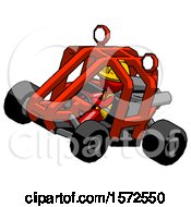 Poster, Art Print Of Red Construction Worker Contractor Man Riding Sports Buggy Side Top Angle View