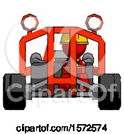 Poster, Art Print Of Red Construction Worker Contractor Man Riding Sports Buggy Front View