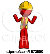 Red Construction Worker Contractor Man Shrugging Confused