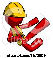 Poster, Art Print Of Red Construction Worker Contractor Man Flying Ninja Kick Right