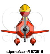 Poster, Art Print Of Red Construction Worker Contractor Man In Geebee Stunt Plane Front View