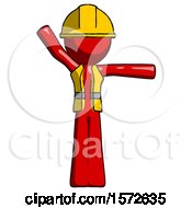 Poster, Art Print Of Red Construction Worker Contractor Man Directing Traffic Right