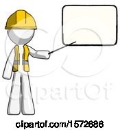 Poster, Art Print Of White Construction Worker Contractor Man Giving Presentation In Front Of Dry-Erase Board