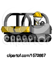 Poster, Art Print Of White Construction Worker Contractor Man Driving Amphibious Tracked Vehicle Side Angle View