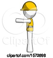 Poster, Art Print Of White Construction Worker Contractor Man Pointing Left